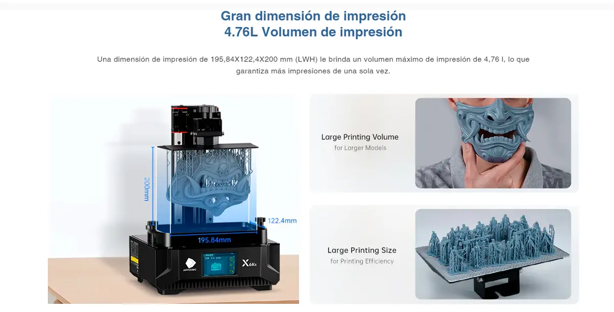 Caracteristicas principales de la impresora 3D resina Anycubic photon mono X 6ks  