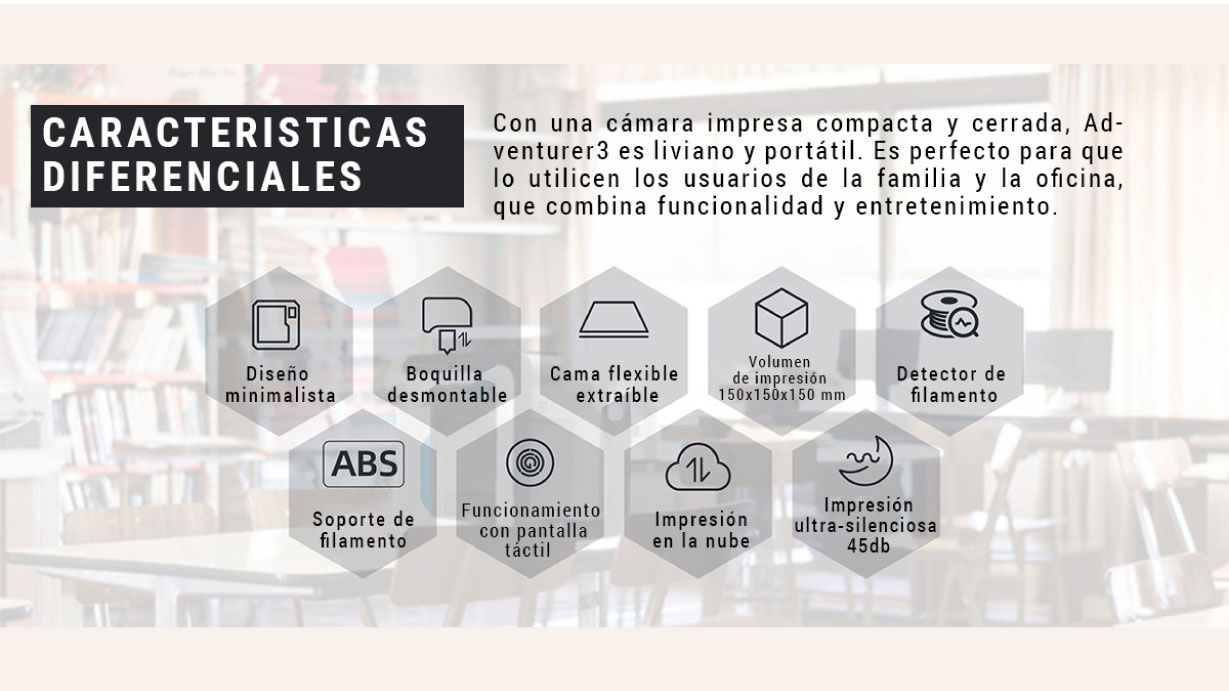 Características impresora 3d Flasforge Adventurer 3