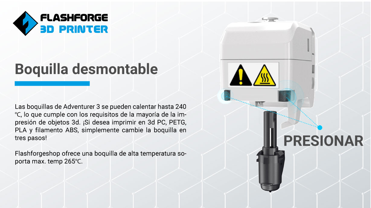 Boquilla desmontable impresora 3d Flasforge Adventurer 3