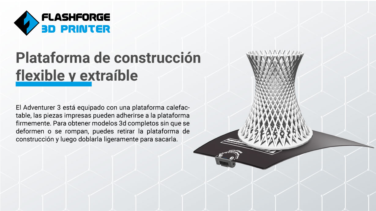 plataforma extraible impresora 3d Flasforge Adventurer 3