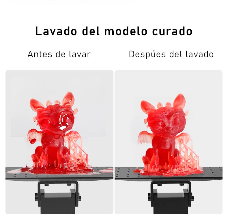 resultados de maquina de curado y lavado de piezas en resina Creality UW-01