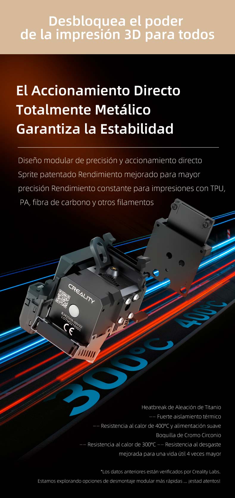 Extrusión directa impresora 3d CR 10 SMART PRO