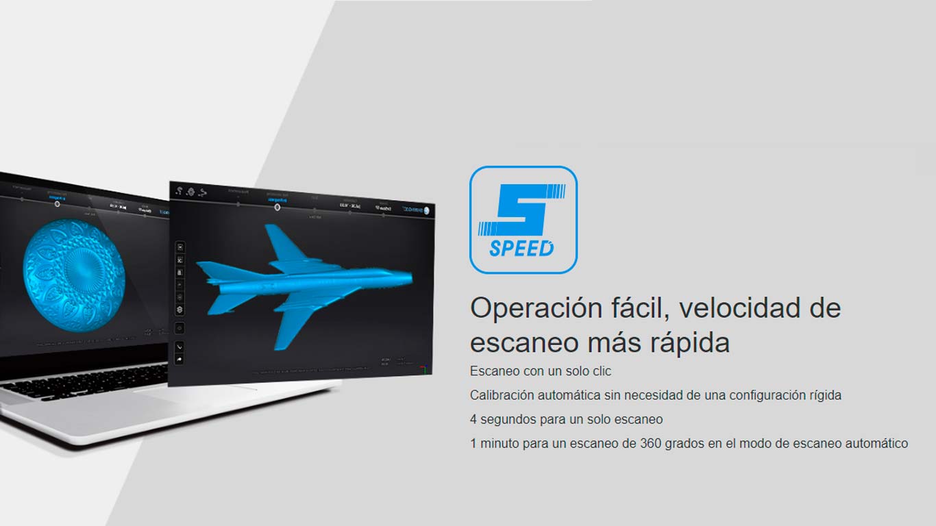 Velocidad de escaneo Einscan SP 