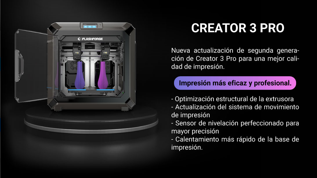 Presentación impresora 3d Flasforge Creator 3 Pro