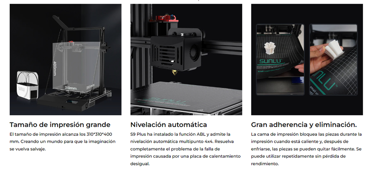 Espacio más grande impresora 3d Sunlu S9 Plus 