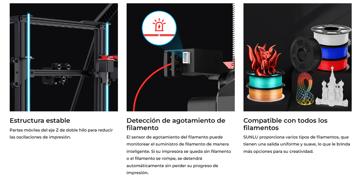Espacio más grande impresora 3d Sunlu S9 Plus 