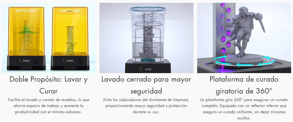 Gran tamaño maquina de curado y lavado de piezas en resina Anycubic 2.0