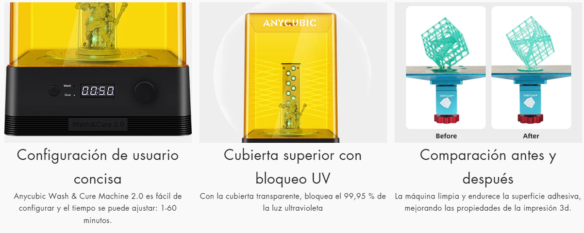 Gran tamaño maquina de curado y lavado de piezas en resina Anycubic 2.0