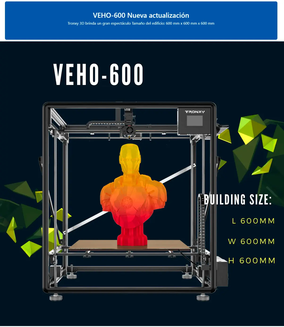 Características diferenciales de impresora 3d  Tronyx Veho 600 
