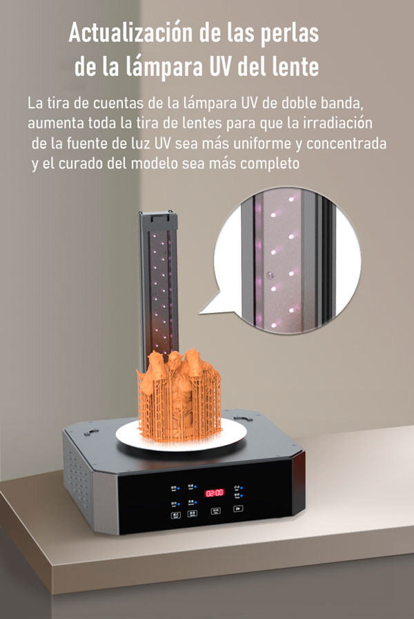 Tecnología de curado doble banda UV  maquina de curado y lavado de piezas en resina Creality UW-02