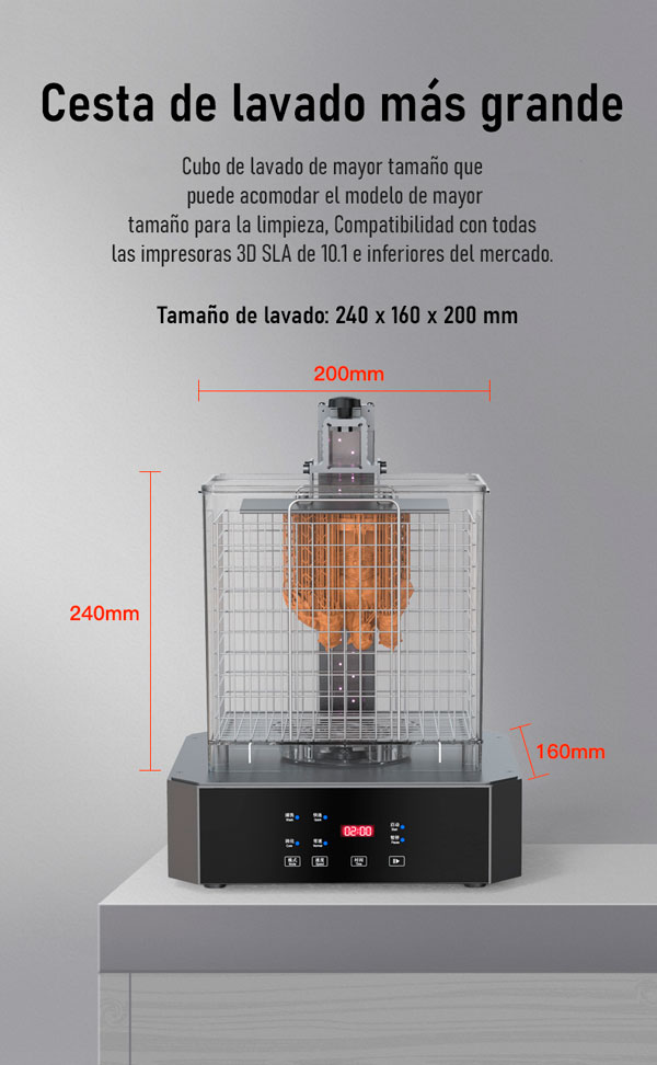 Cesta de lavado Grande  maquina de curado y lavado de piezas en resina Creality UW-02