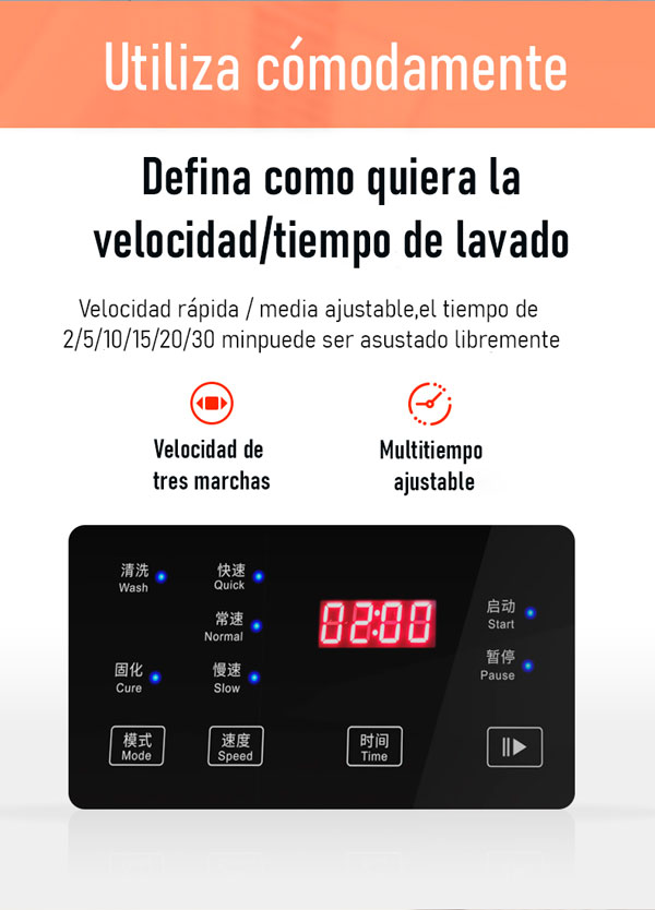 Interfaz  maquina de curado y lavado de piezas en resina Creality UW-02