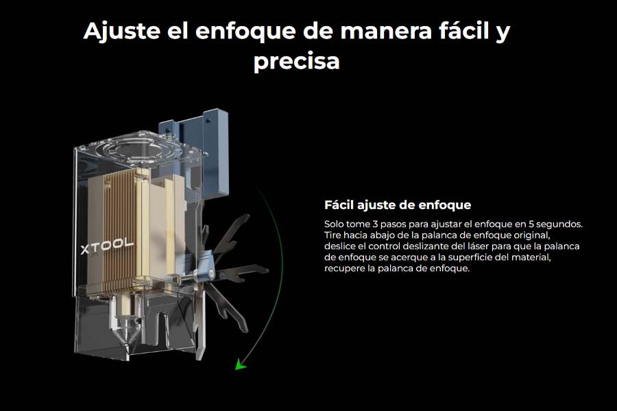 Ajuste del enfoque de grabadora y cortadora laser xTool D1 Pro