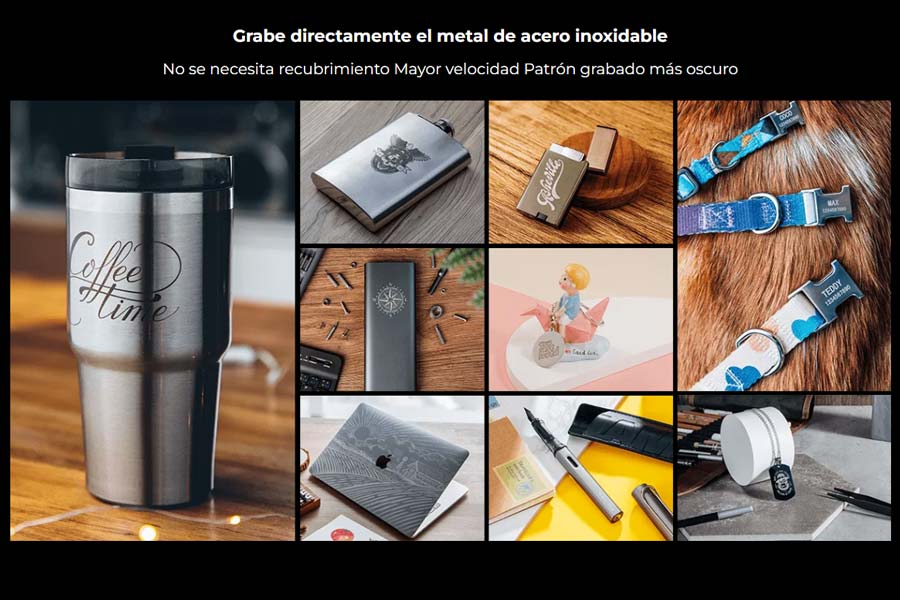 Ejemplos en acero de grabadora y cortadora laser xTool D1 Pro