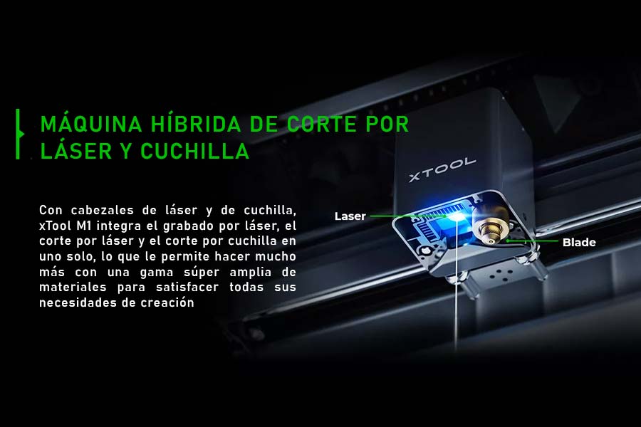 laser y cuchilla  de grabadora laser xTool M1 