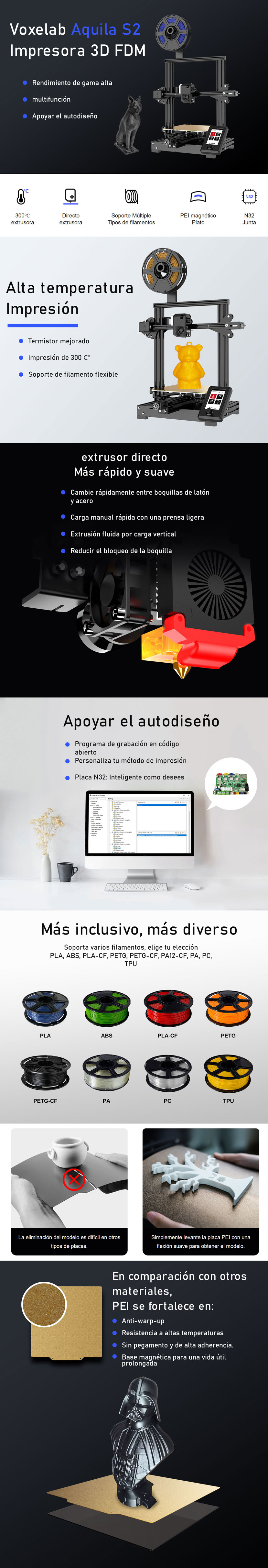 Materiales compatibles impresora  3d Flasforge Aquila S2