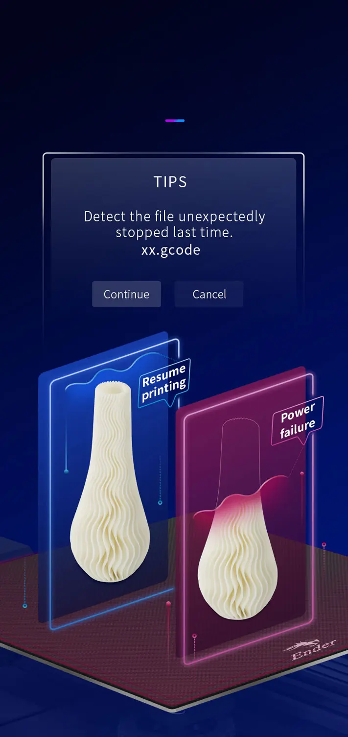 funcion resumen de impresión ender 3 v2