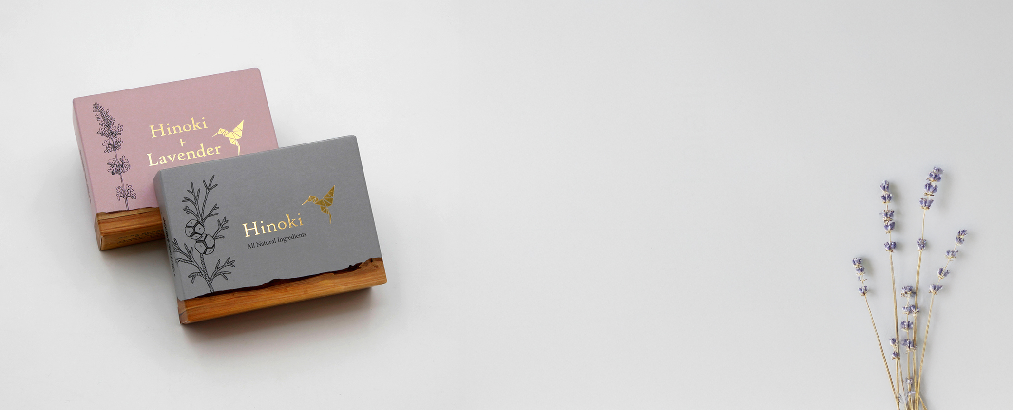 two soap boxes with gold foil stamping