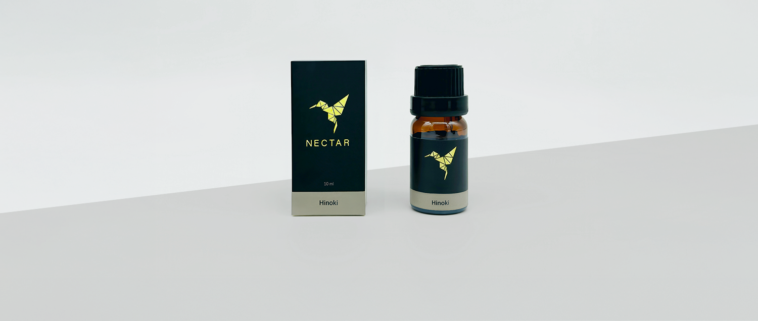 essential oil box and bottle with gold foil labels
