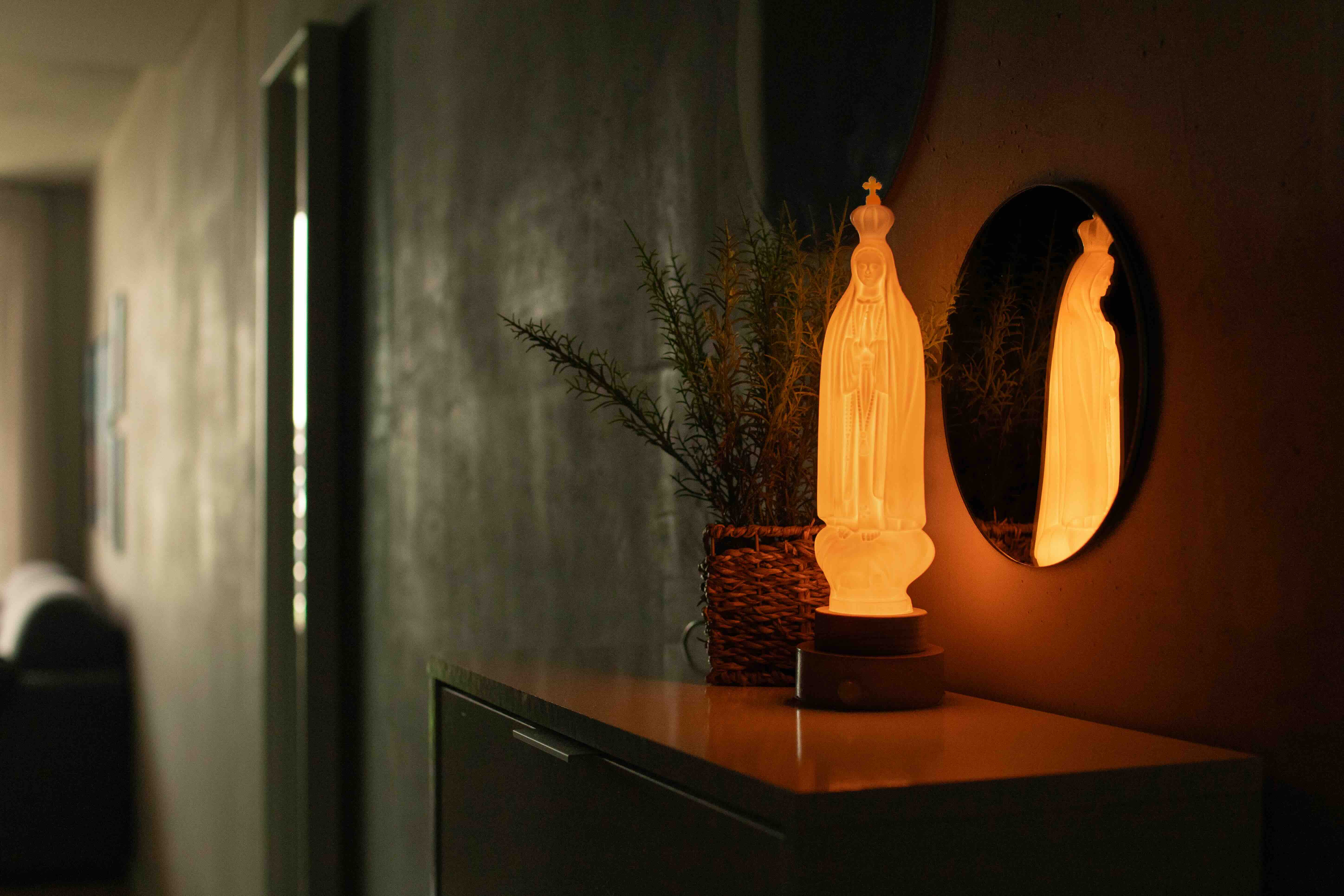 Illuminated Statue of Our Lady with Motion Sensor