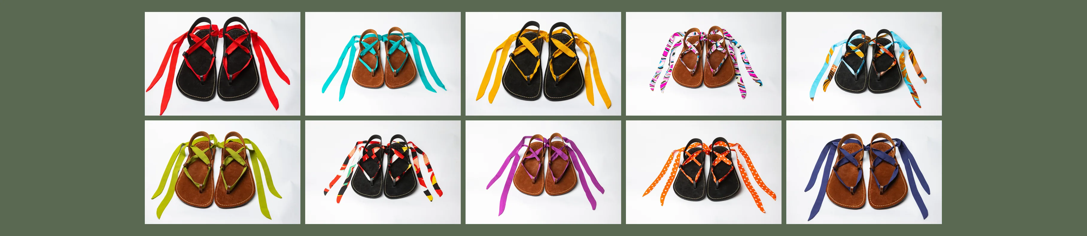 Cordones intercambiables de colores para sandalias barefoot AZADI hechas a mano