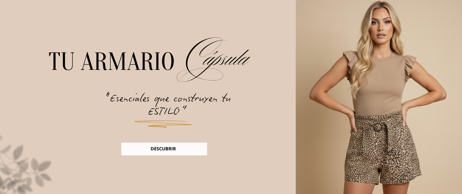 Armario Cápsula Carobaska con polera básica de mujer, animal print short, moda femenina exclusiva en Chile Online Chile