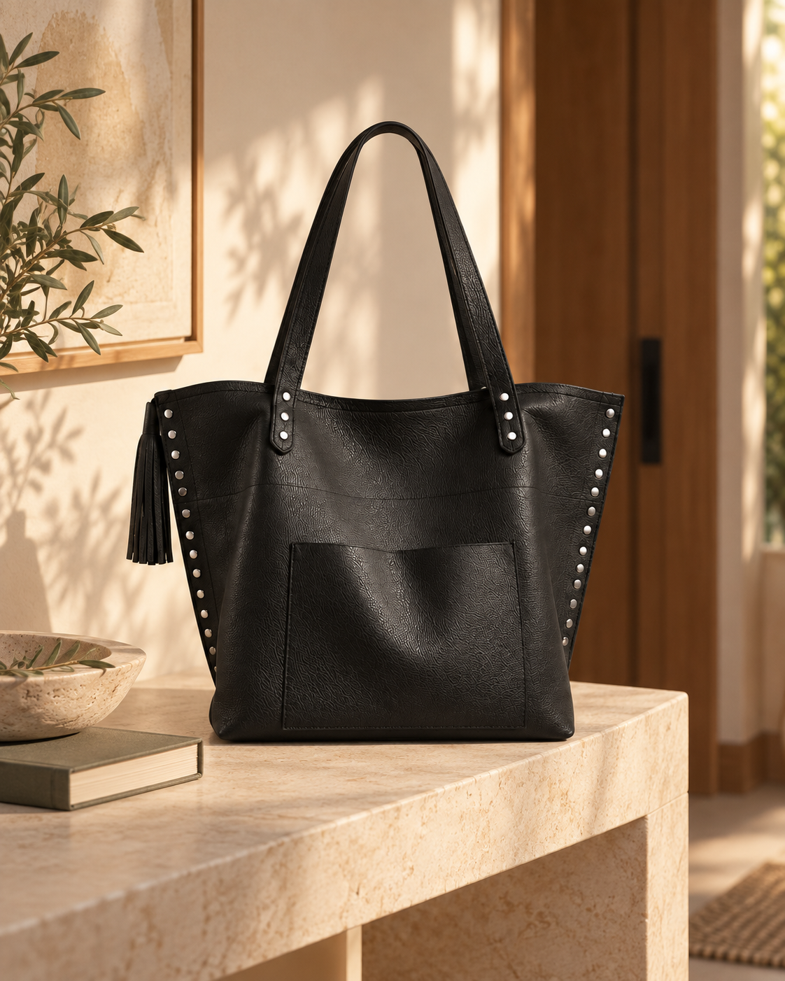 Tote V2 · cuero en una escena cotidiana Beloura
