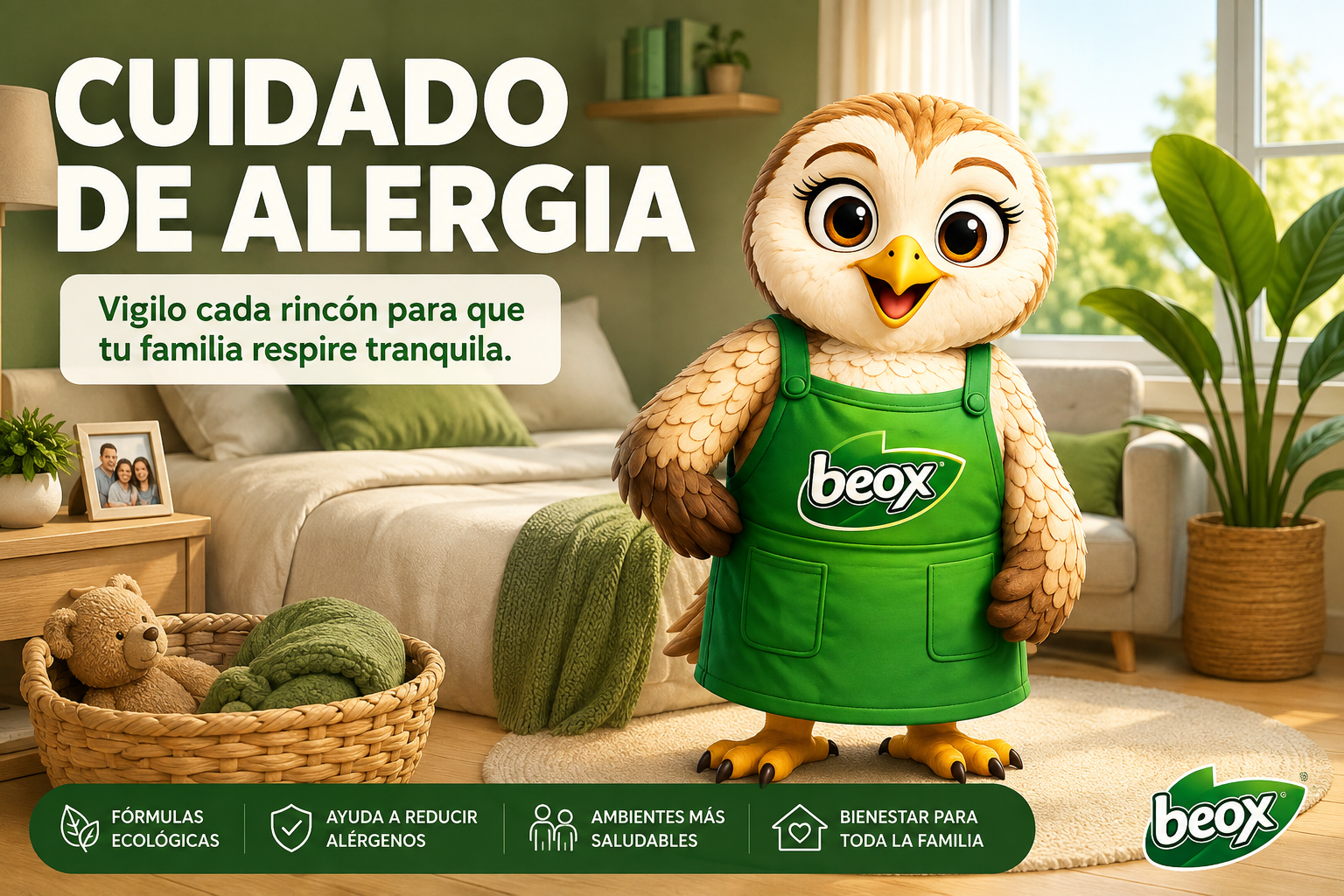 Lechuza Beox, guardiana del cuidado de alergias e hipoalergénico