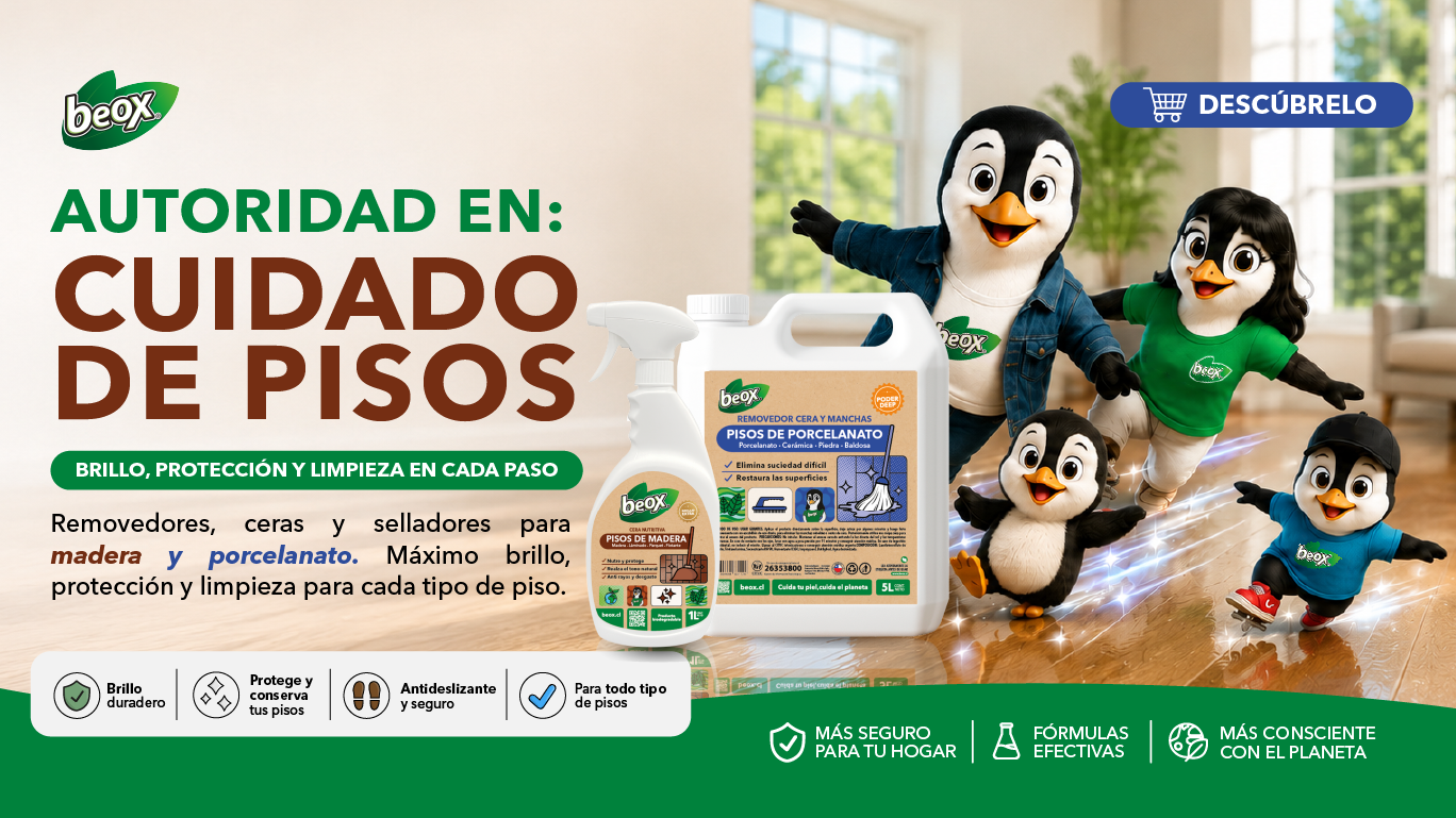 Beox cuidado de pisos - cera y removedor para porcelanato, cerámica y piedra, brillo antideslizante y seguro