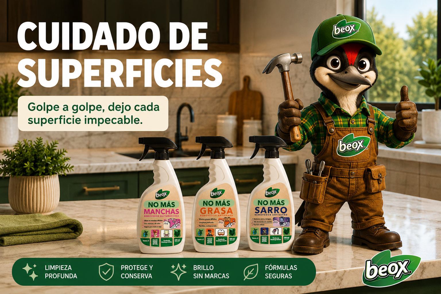 Carpintero Beox, guardián del cuidado de superficies del hogar