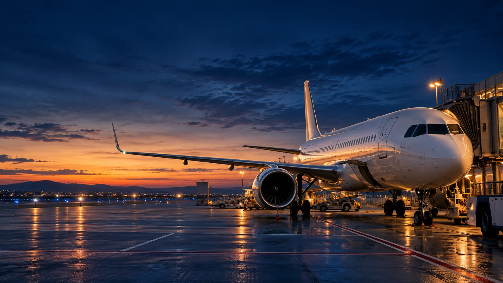 Avión comercial en un aeropuerto