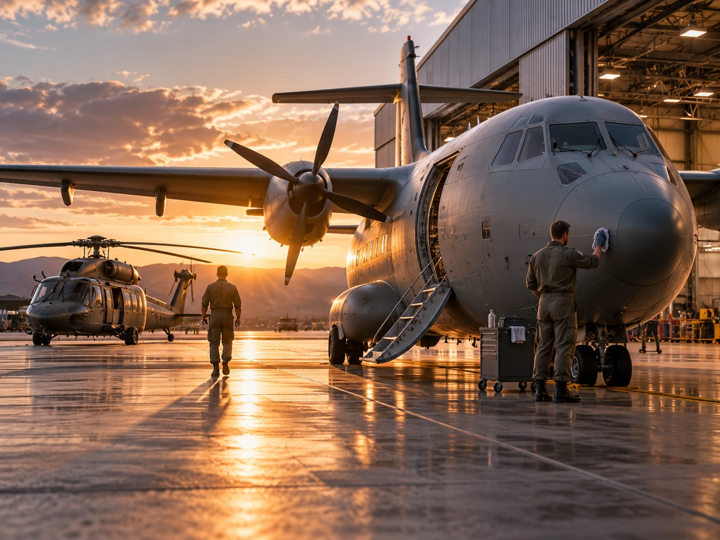 Institutional aircraft on an airport apron