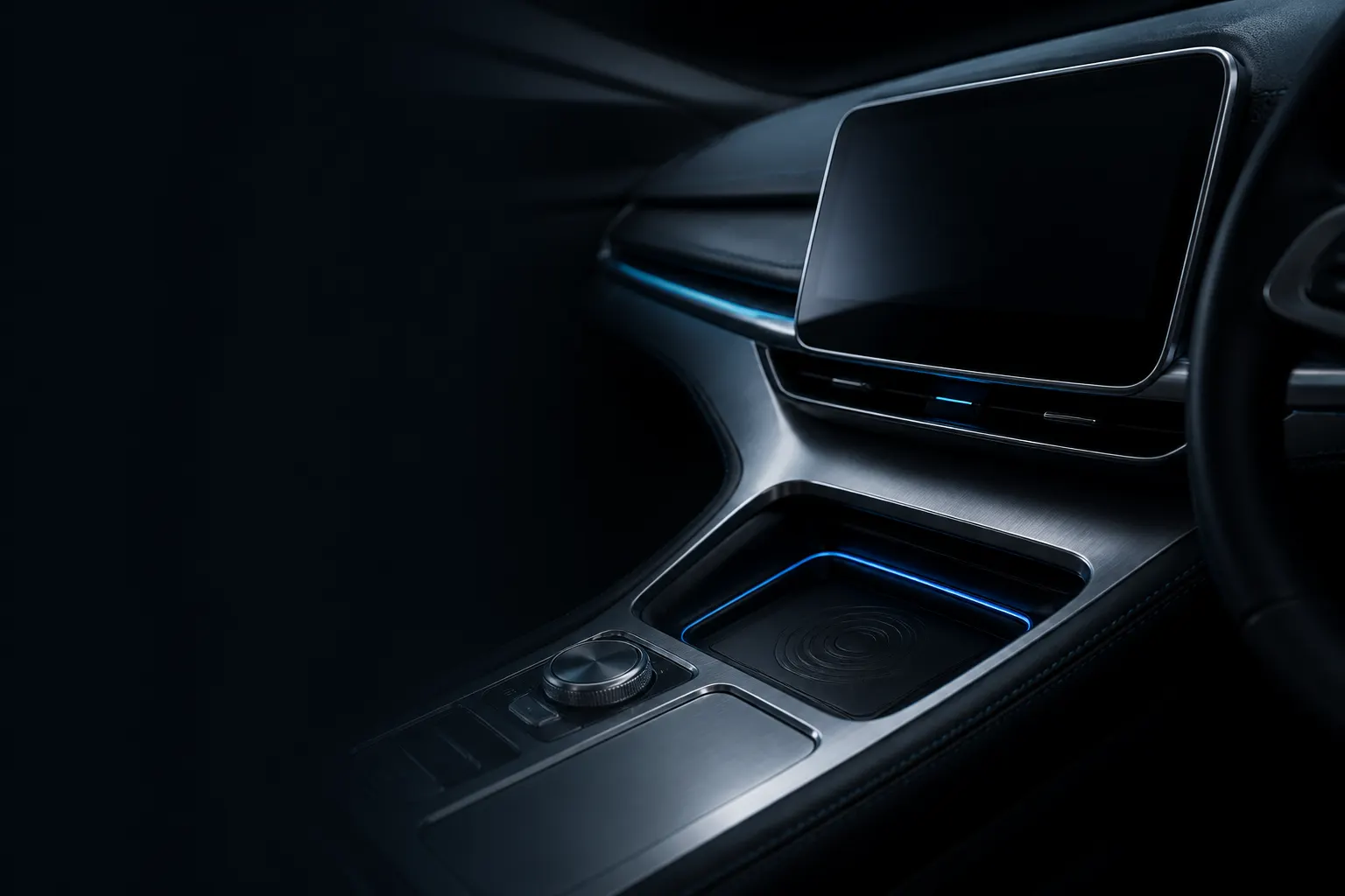 Cabina automotriz con radio convencional y controles sencillos, presentada como punto de partida para una modernización.