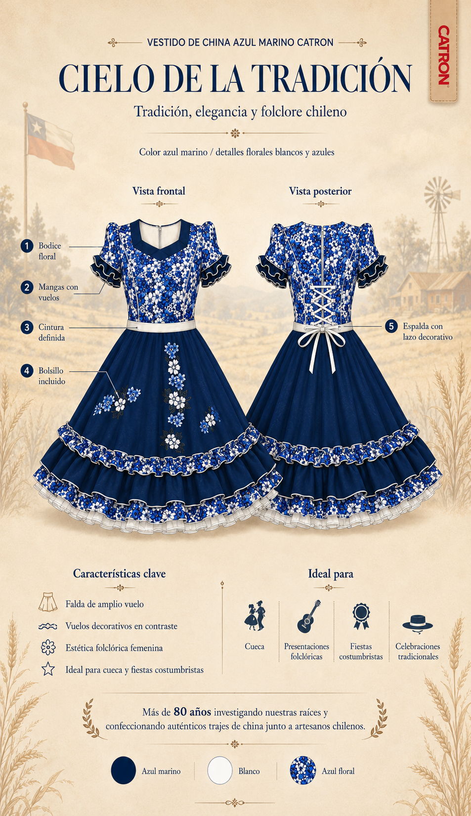 Vestido Cielo de la Tradición Catrón