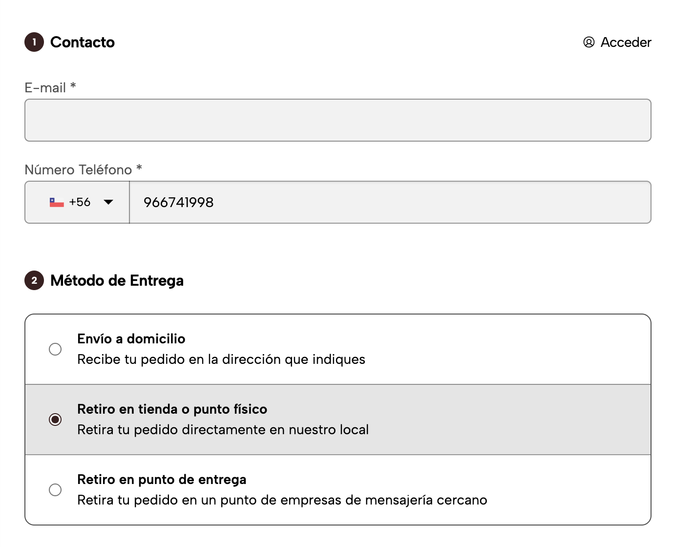 Teléfono y método de entrega