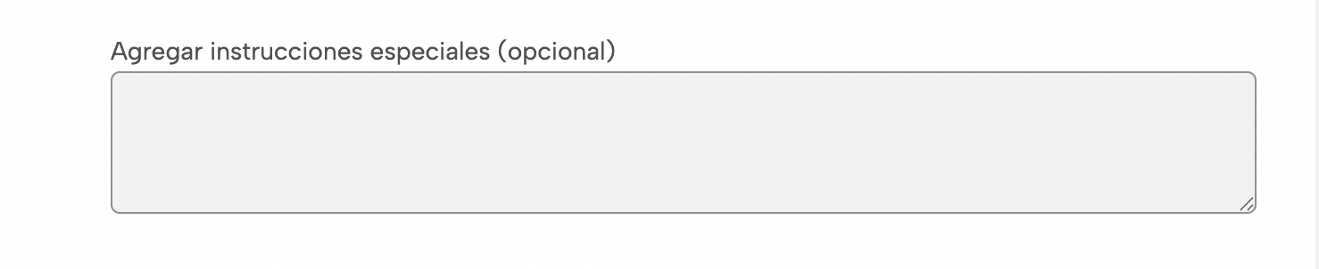 Instrucciones especiales país de destino