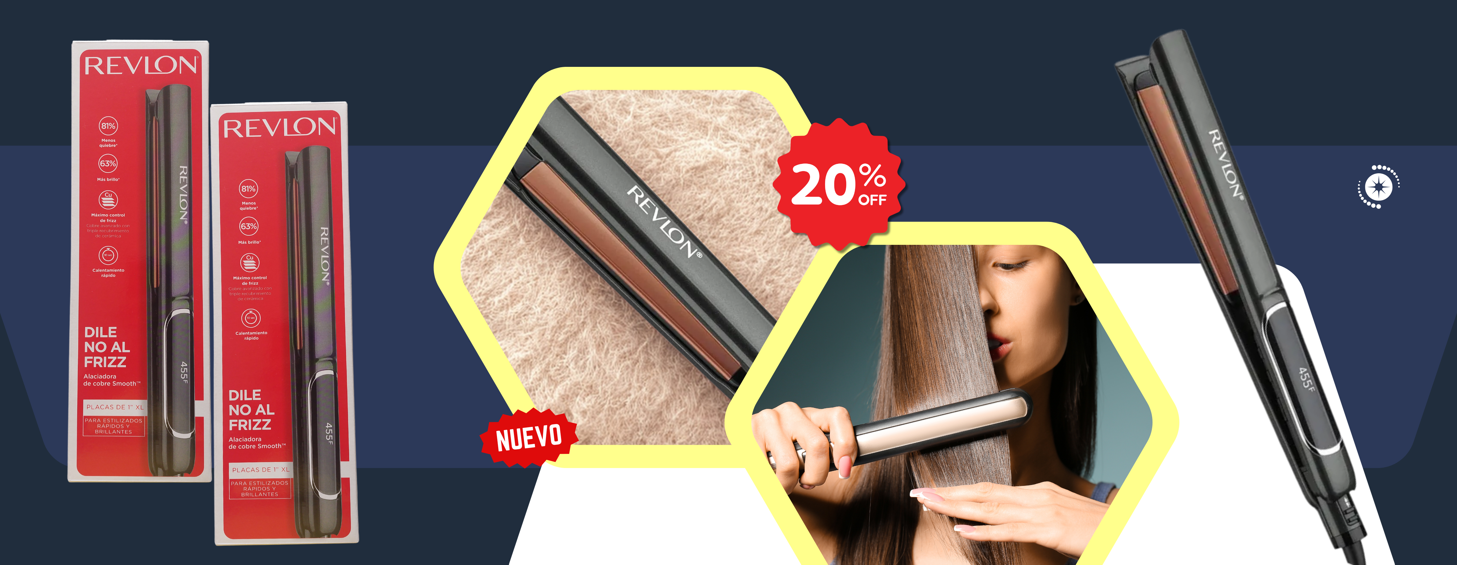 Alisador de Cabello Revlon con Placas de Cobre XL 1"