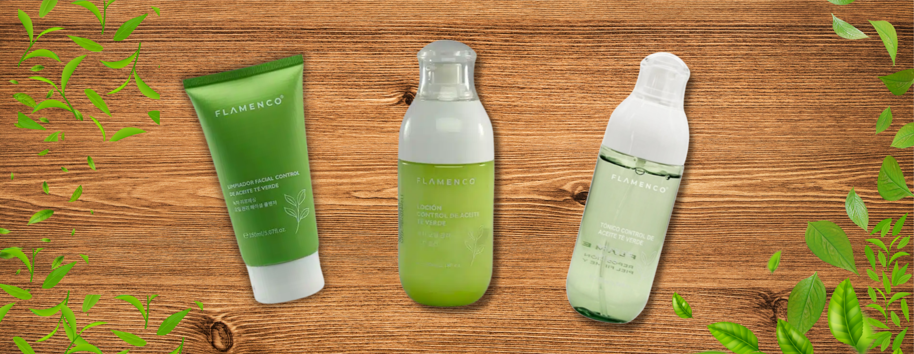 Kit Cuidado Facial Flamenco Línea Te Verde