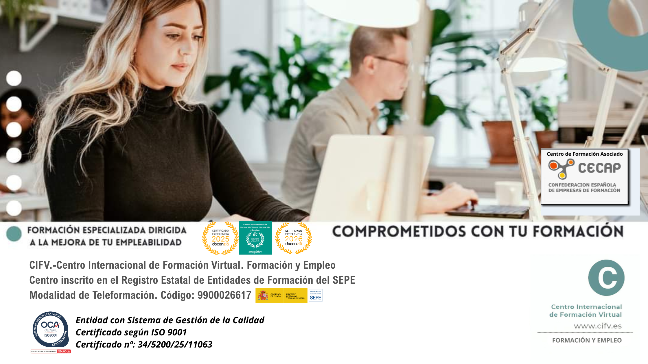 Centro de Formación inscrito en el Registro Estatal (España). Modalidad de Teleformación [Número de registro: 8000002031]
