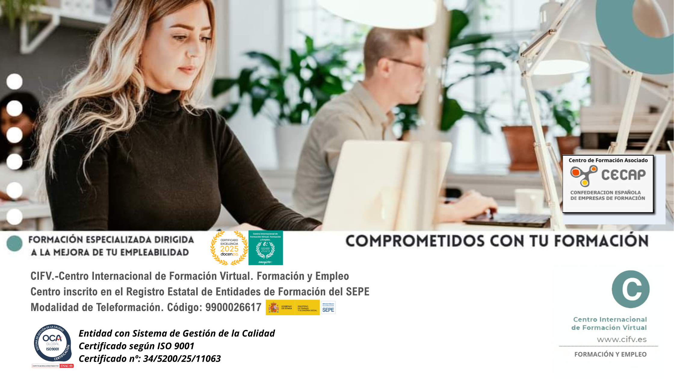 Centro de Formación inscrito en el Registro Estatal (España). Modalidad de Teleformación [Número de registro: 8000002031]