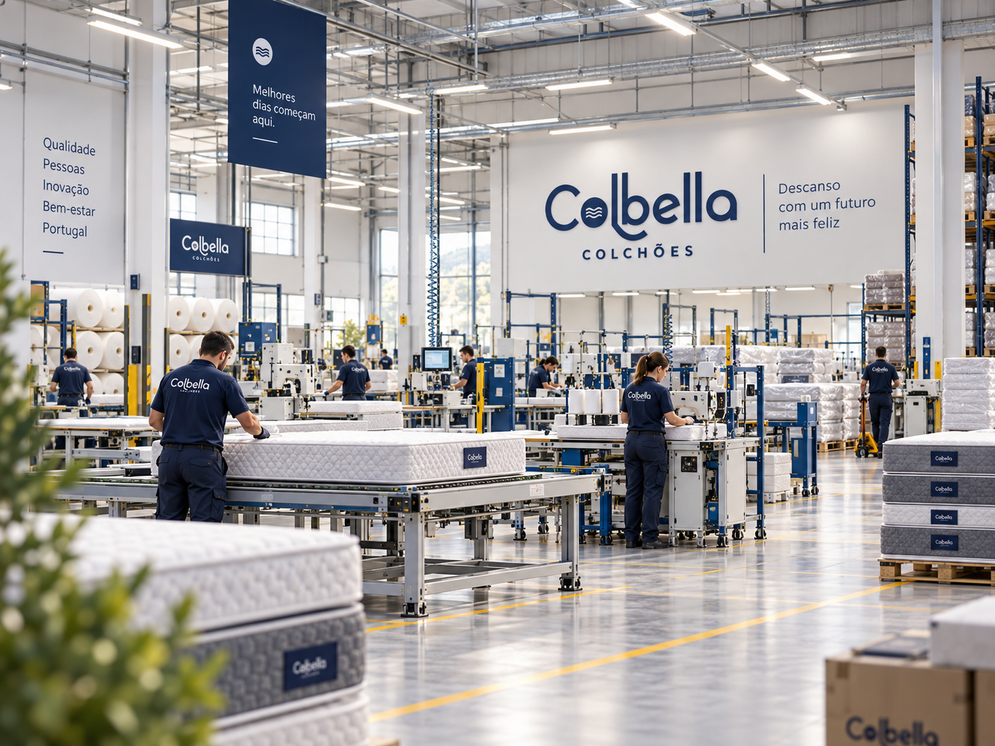 Imagem institucional representativa da produção de colchões Colbella em Portugal