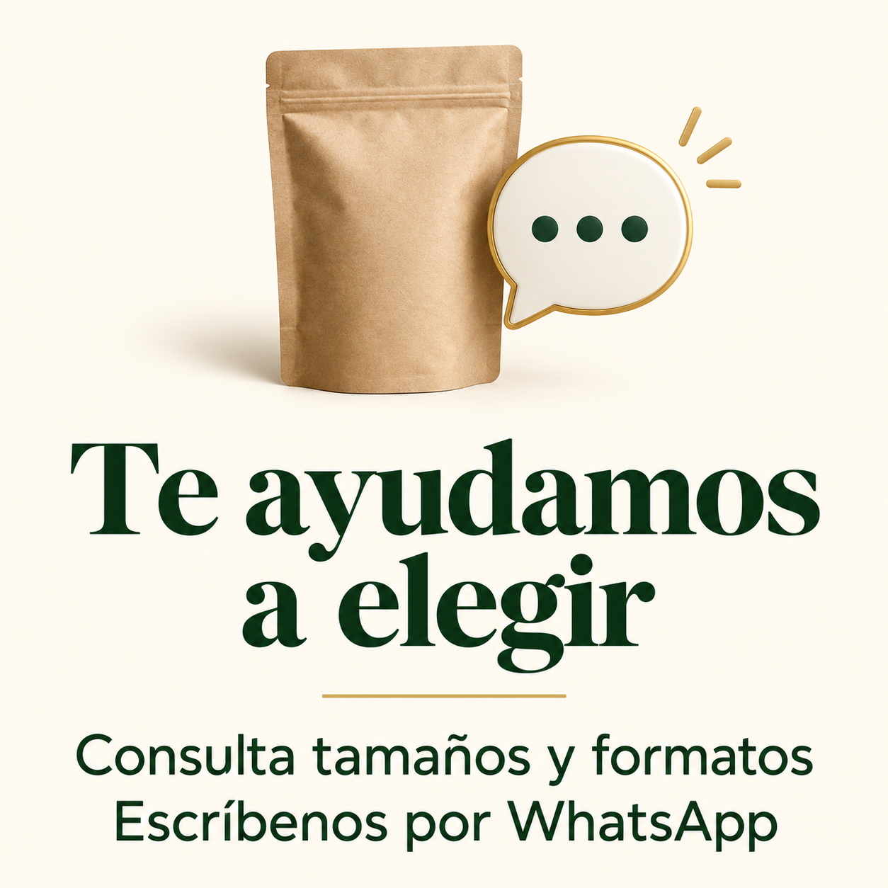Te ayudamos a elegir tamaños y formatos. Escríbenos por WhatsApp