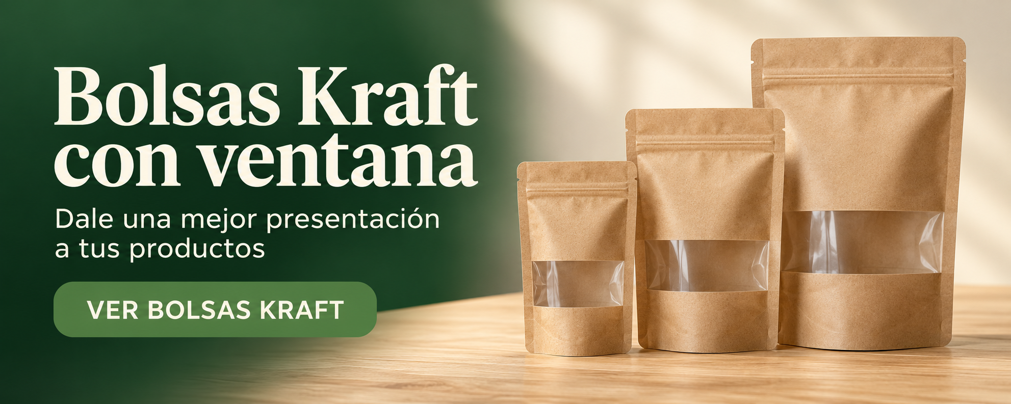 Bolsas Kraft mate con ventana en distintos tamaños