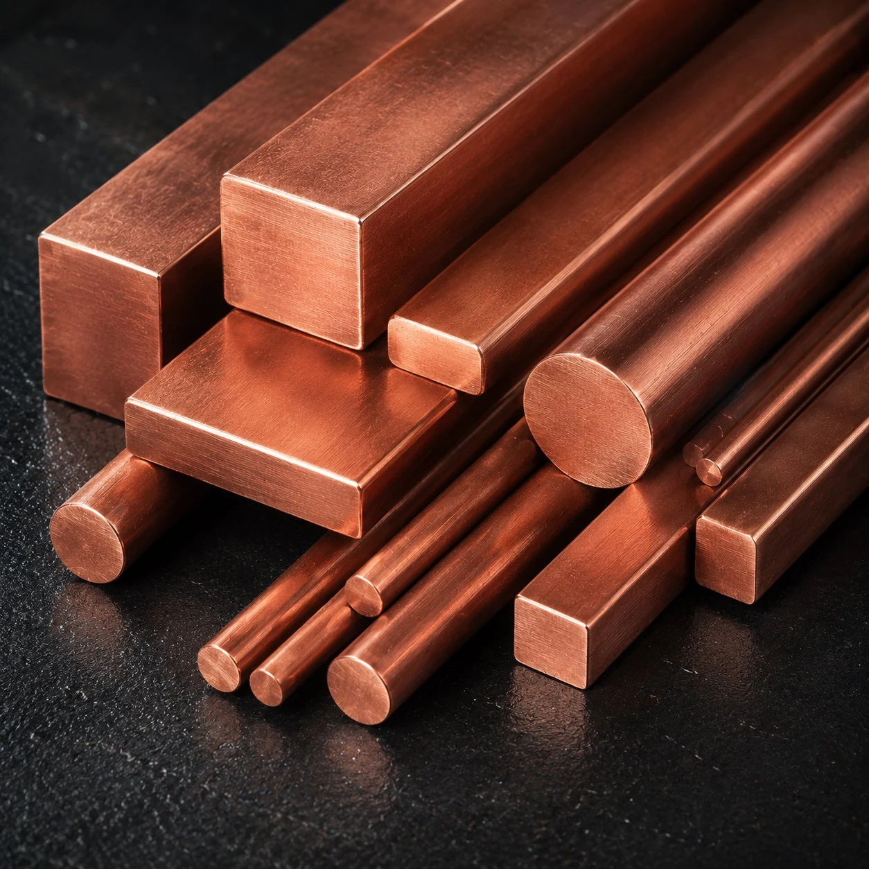 Barras de cobre cuadradas y redondas ETP C11000 Conmetal fabricante Chile