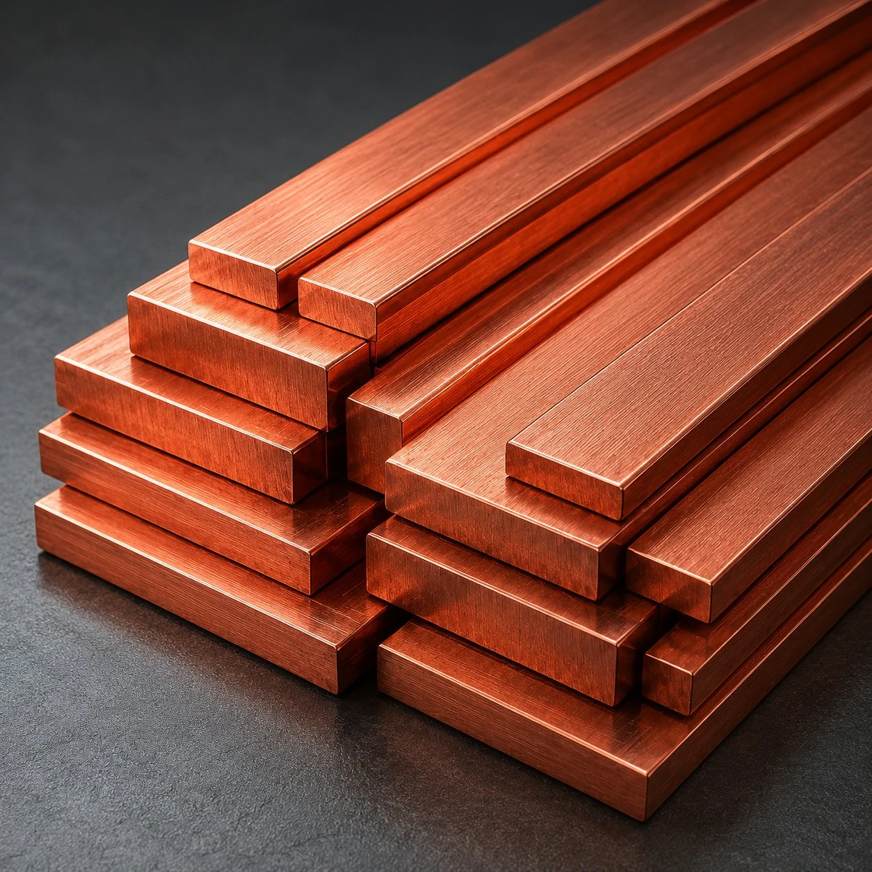 Pletinas de cobre ETP C11000 apiladas distintos espesores Conmetal fabricante Chile