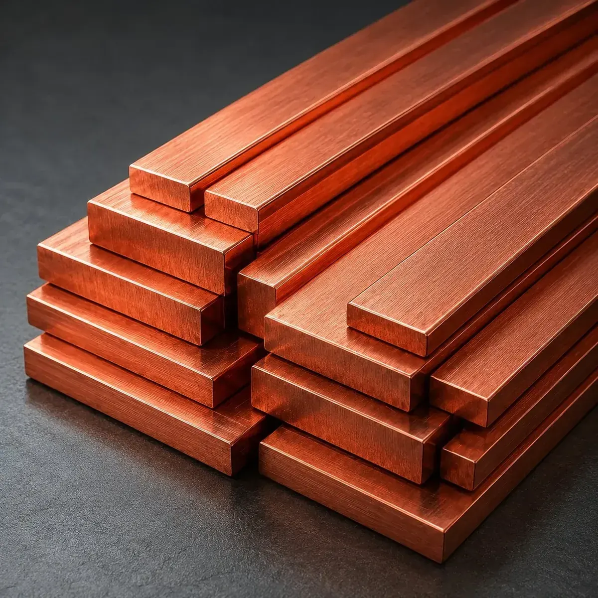 Pletinas de cobre ETP C11000 apiladas distintos espesores Conmetal fabricante Chile