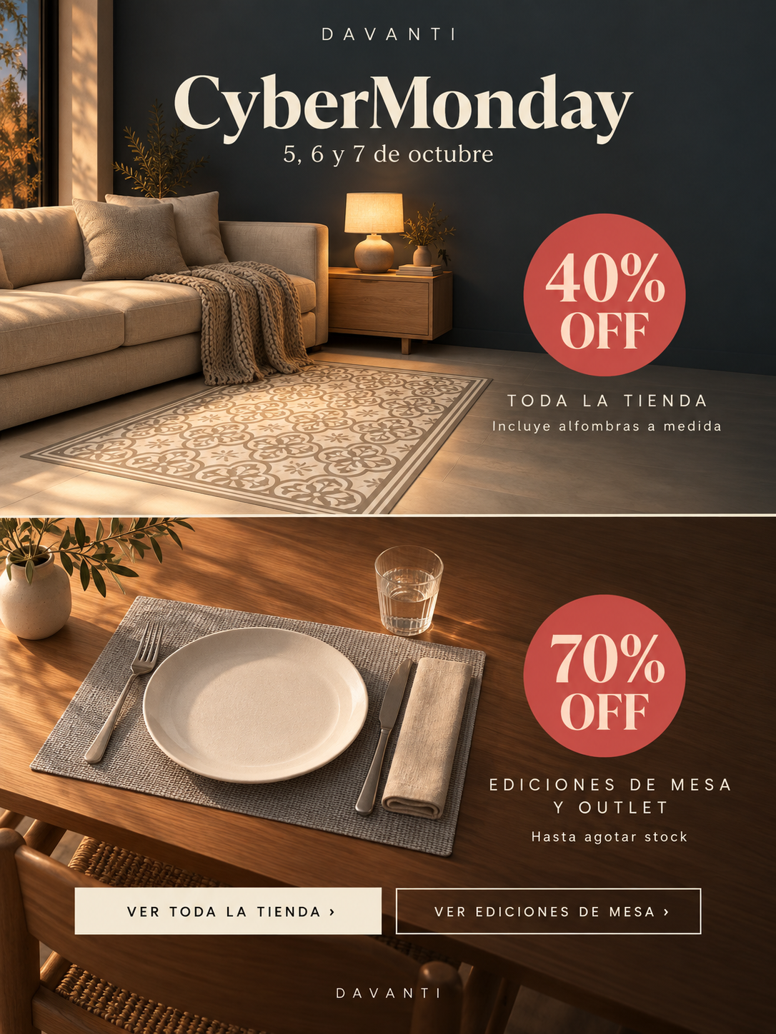 Promoción Davanti - Cubre Mesa e Individuales, 30% OFF