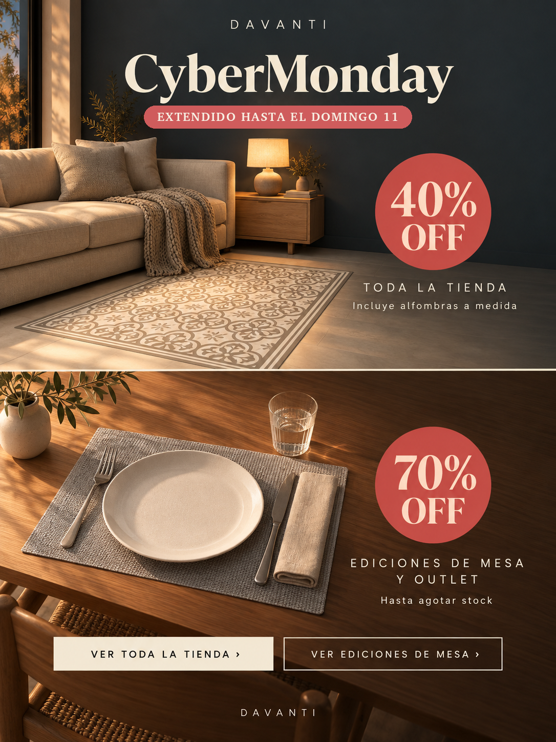 Promoción Davanti - Cubre Mesa e Individuales, 30% OFF
