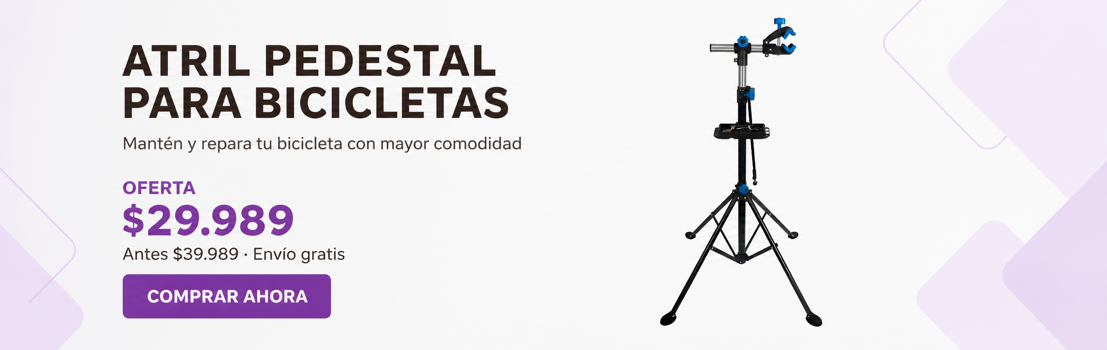 Atril pedestal para mantenimiento y reparación de bicicletas