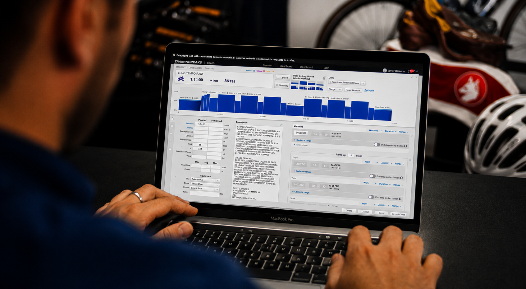 Entrenamiento de ciclismo.